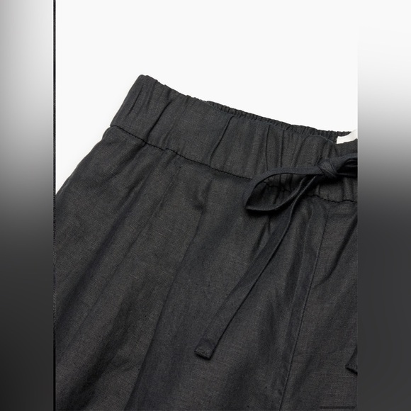 NWT Aritzia Wilfred Globe Linen Pant Relaxed wide-leg mid-rise pants Black Small - Picture 9 of 14
